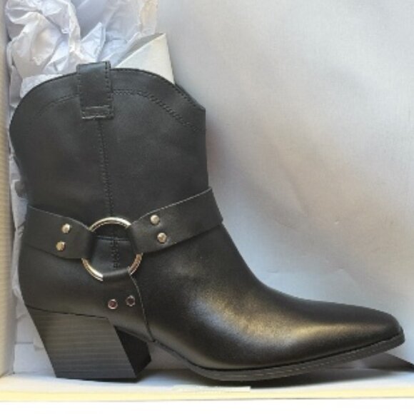 New Open Edit Edenzo-Lea Boots Women's Size 8 M Black Cowgirl Booties Pointy Toe - Picture 9 of 11